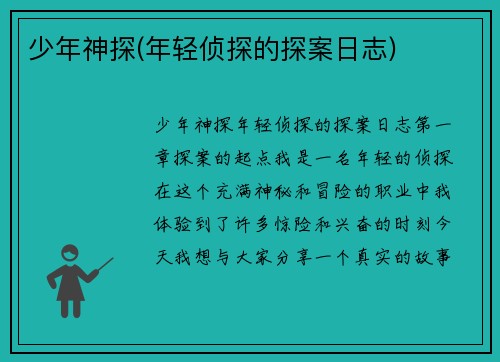 少年神探(年轻侦探的探案日志)